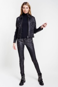 SPORTALM  - KURTKA SKÓRZANA SKYE Z ĆWIEKAMI W GWIAZDY