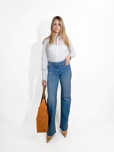 ELISABETTA FRANCHI  - JEANSY PALAZZO Z LOGOWANIEM