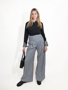 KARL LAGERFELD -  SPODNIE Z SZEROKIMI NOGAWKAMI