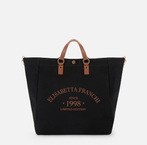 ELISABETTA FRANCHI  - TOREBKA TOTE Z PŁUCIENNEGO MATERIAŁU