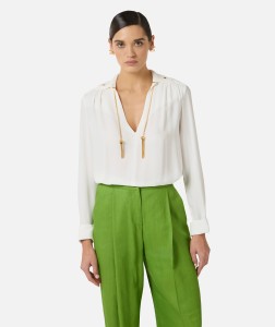 ELISABETTA FRANCHI  - KOSZULA Z ŻORŻETY Z ŁAŃCUSZKIEM GOLD