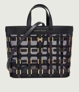 ELISABETTA FRANCHI  - TOREBKA TYPU TOTE Z SIATECZKI BLACK